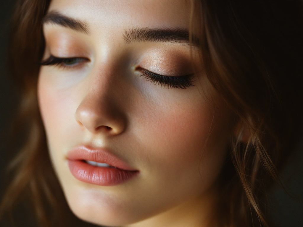 Femme aux yeux tombants, regard relevé par les cils au coin externe