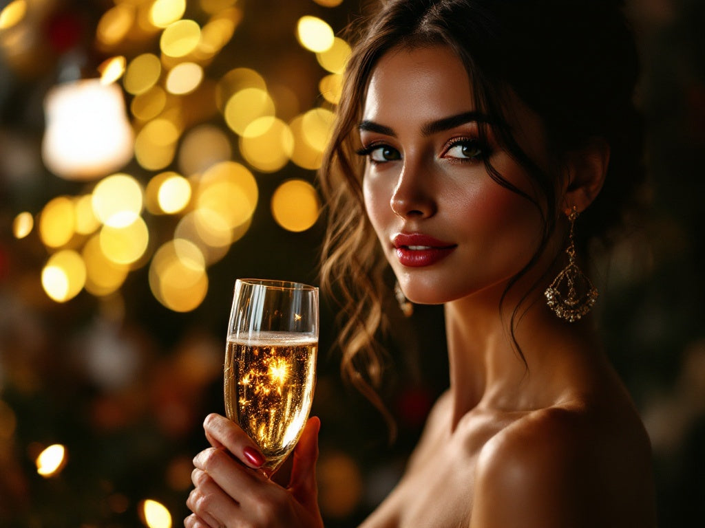 Soirée du nouvel an, femme élégante et cils de fête